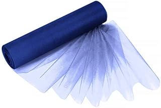 Trimming Shop Nieve Organza Fina Rollos Purpurina Tela para Boda Fiesta de Navidad Silla Cintos Caminos de Mesa Decoración 29cm X 25m - Azul Marino, 29CM
