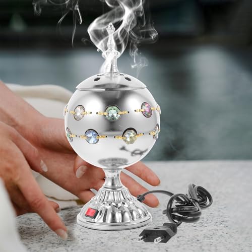 Brûleur de parfum électrique maison diffuseur de cire argenté avec prise EU - 5