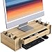 WELL WENG 2-Tier Monitor Stand Riser with Drawer and Pen Holder, Laptop Computer Stand with 6 Vertical Compartments Desk Organizer with Storage for 27,24,21 inch Monitor, iMac - Natural Bambo