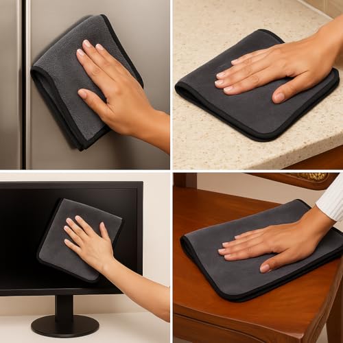 Image of 500 GSM Microfiber Drying Towels 75x35 cm | Ultra Thick Super Absorbent Car Drying Cloth | Lint Free Scratch Free for Car Bike Home Cleaning | Auto Detailing Towel | Pack of 2 | Grey