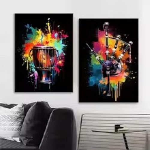 Affiches colorées d'instruments de musique décoration murale moderne