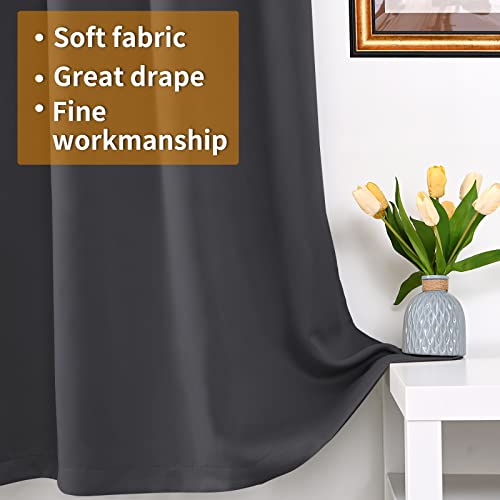 Image of YoungsTex Short 100% Blackout Curtains 40 Inch Length for Windows, Small Thermal Insulated Drapes with Grommet Room Darkening Privacy with Liner for Bedroom, Dark Grey, 2 Panels, 42 X 40 Inch