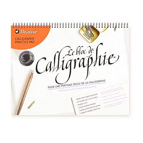 Brause 96442B- Un bloc à spirale de calligraphie 50 feuilles lignées crème 29,7x42 cm (français)
