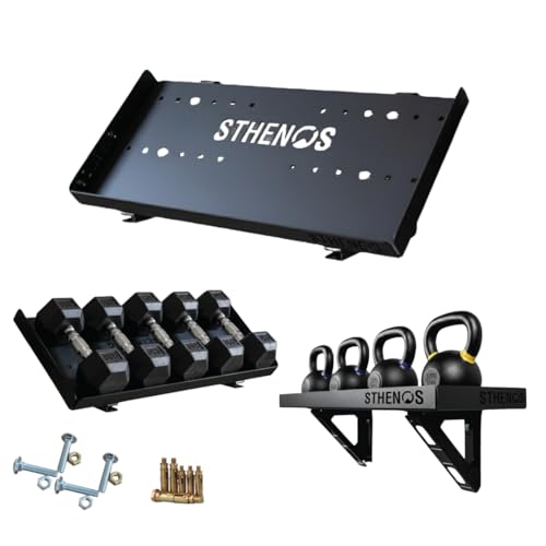 Image of Wall Mount Dumbbell Rack - 90 cm Heavy-Duty Steel 2-Tier Gym Storage Shelf | Space-Saving Wall Mounted Weight Organizer for Home, Garage & Commercial Gyms | Matte Black Finish with Mounting Hardware (Pack of 2)