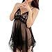 Produktbild Reizwäsche Schleuderkleid Damen, Sunday Frauen Lace Nachtwäsche Chemise Kimono Schlaf Nighty Kleid Bademantel Mantel Lingerie Nachthemd + Unterhose (Schwarz, Freie Größe)