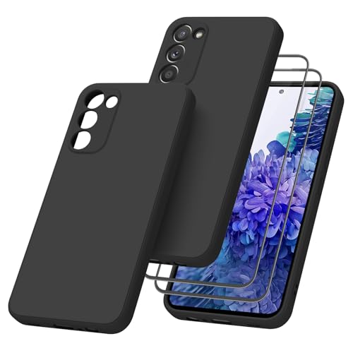 YLK Coque pour Samsung Galaxy S20 FE/S20 FE 5G avec 2 Pieces Verres Trempés, Étui en Silicone avec Doublure en Microfibre Souple, Conception Spéciale de...