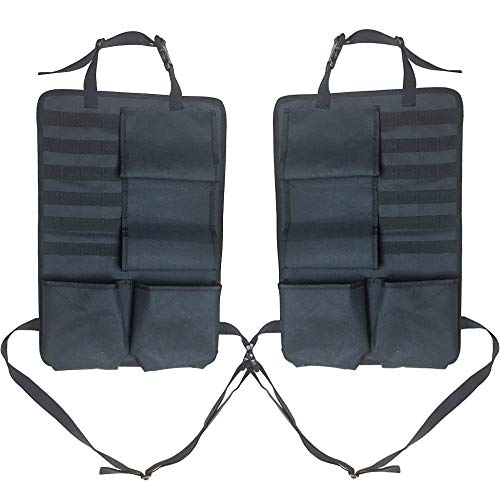 Tactical Car Seat Back Organizer with Molle Panel Vehicle Gun Holder- Seat Back Storage Cover with Gun Rack For Rifle Hunting Universal Fit SUV Truck MPV Pickup (2 Packs)