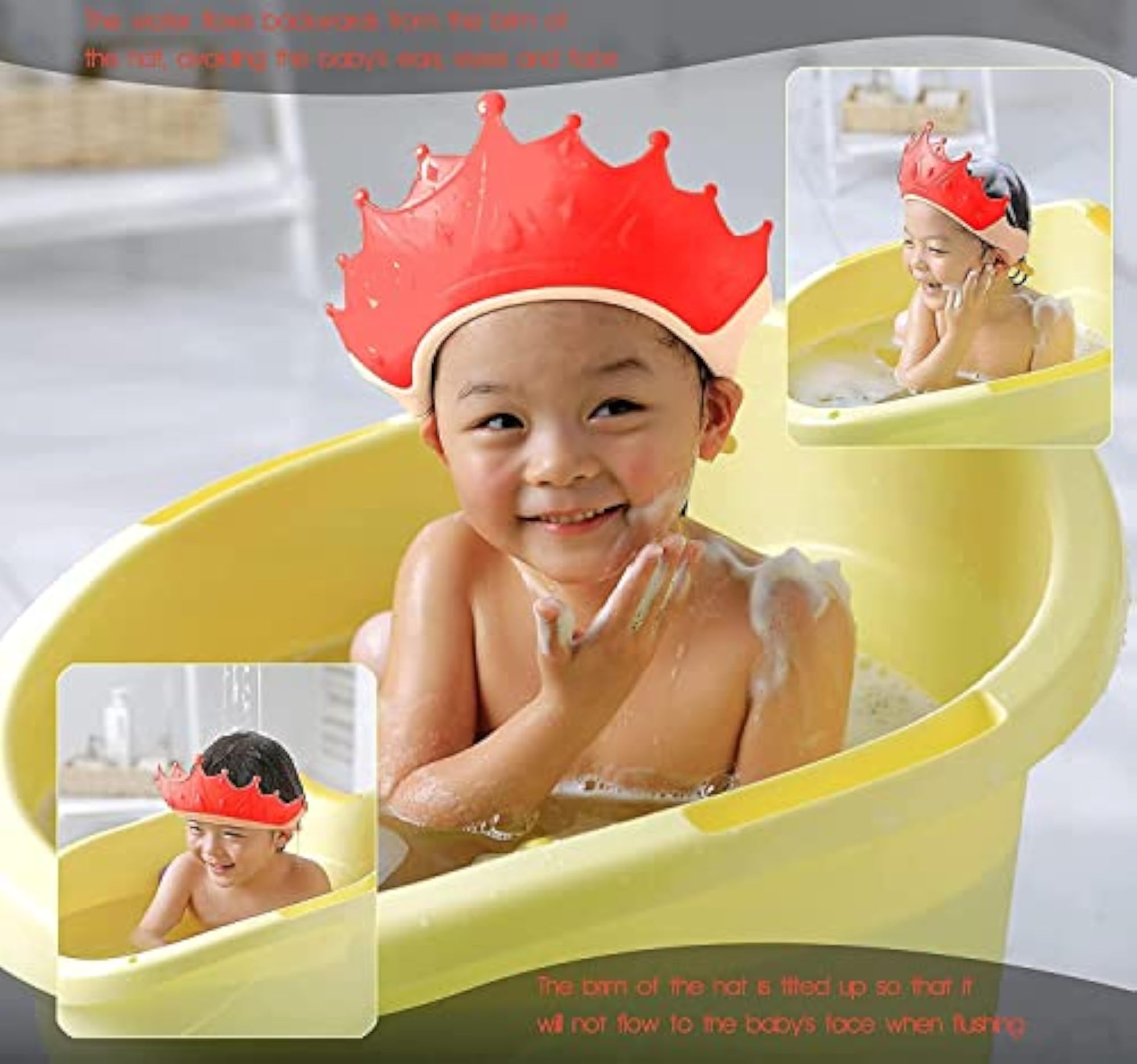 Baby Shower Cap for Kids, Adjustable Waterproof Visor Hat
