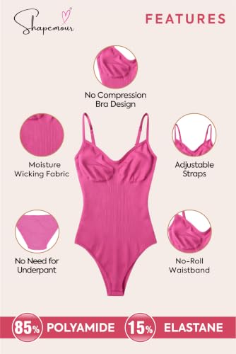 Image of SHAPEMOUR Thong Bodysuit for Women, Slimming Design Shapewear for Women, Tummy Control Body Shaper with Silicone Grip, No Steel Bones for All Day Comfort, Seamless Sculpting Bodyshaper