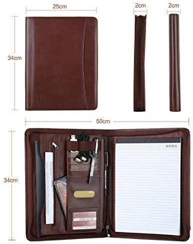 Leathario Portfolio A4 File Folder Padfolio Writing Pad Business Presentation Folder PU Black (Brown-41)