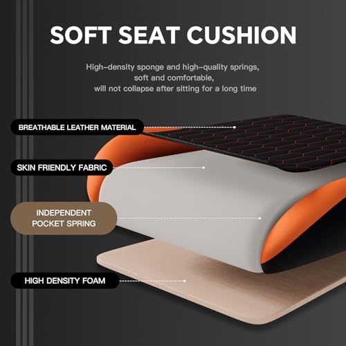 Image of Gaming Chair with Footrest, High Back Gaming Chairs PVC Leather Ergonomic Gamer Chair with Adjustable Headrest Lumbar Support Racing Style Video Gaming Chair for Office /Home (Sky Orange)