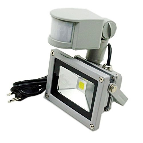 ZHMA 10W Motion Sensor Flood Light,US 3-Plug Outdoor LED Flood Lights,Smart PIR Outdoor Security Floodlight,700lm, 100W Equivalent Bulb, Basement Light,3000K Warm White