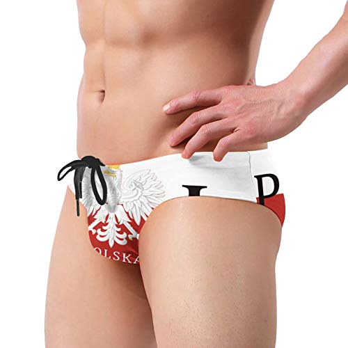 Mens Boxer Briefs Polish Flag Poland Polska Swim Trunks Swimwear Triangle Bikini Size XL Black4