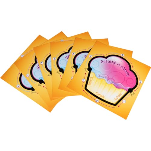 Image of Really Good Stuff Tactile Breathing Cupcake Cards, Ages 4+, PreK+ | Social-Emotional Learning Tools for Calming, Meditation, Relaxation and Helpful Breathing Techniques