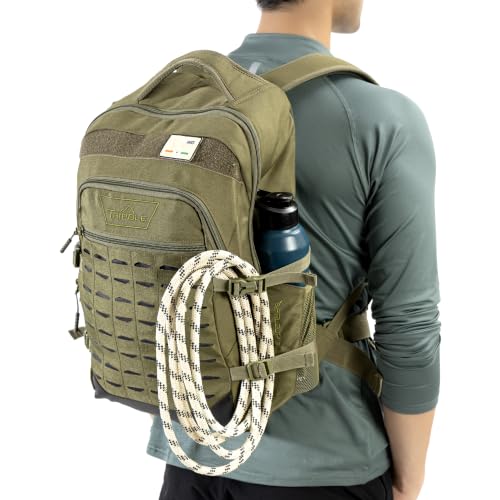 Image of Tripole Falcops 32L Tactical Laptop Backpack with Laser-Cut MOLLE Webbing | Water Repellent | for Daily use, Army, Office & Outdoor | 3 Year Warranty (Olive Green)