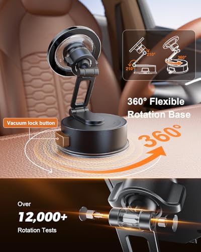 360° Magnetic MagSafe Car Phone Mount w/ Suction Cup & Vent Clip - image 3