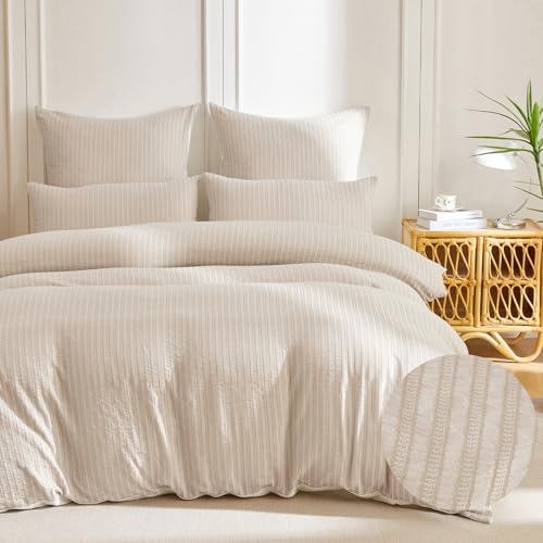 SOULFUL Bettwäsche 135x200 Baumwolle Gestreift, Jacquard Textur Bettwäsche-Set Enthält 1 Bettbezug 135x200 und 1 Kissenbezug 80x80, Bequem und...