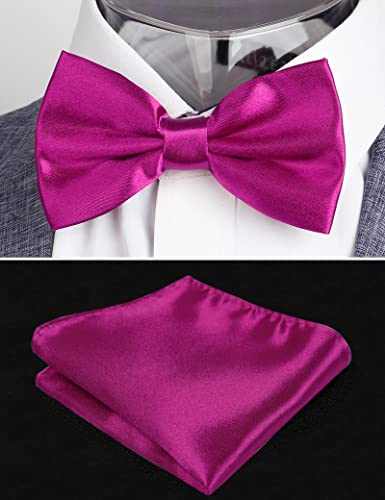 Image of Alizeal Mens Multicolored Silk Solid Cummerbund Bow Tie Set | with Cummerbund Pocket Square Pre-tied Adjustable for Mens Gift
