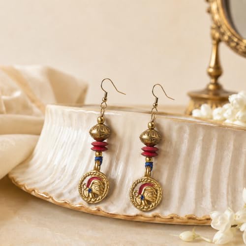 Image of Royal Queen & Empress Handcrafted Tribal Dhokra Earrings Collection for Women - Statement Ethnic Designs in Multiple Colours