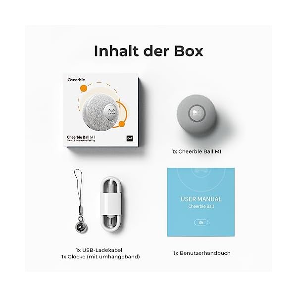 Cheerble Interaktives Katzenspielzeug, Intelligenter Katzenball mit 3 Interaktionsmodi, Katzenspielzeug Ball Elektrisch mit LED-Leuchten, Automatisches Katzenspielzeug, Katzen Spielball für Katze,Grau – Bild 8