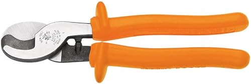 Klein Tools 63050-INS Cable Cutter, Made in USA, Insulated Cable Cutter w/One-Hand Shearing for Aluminum, Soft Copper, Communications Cable