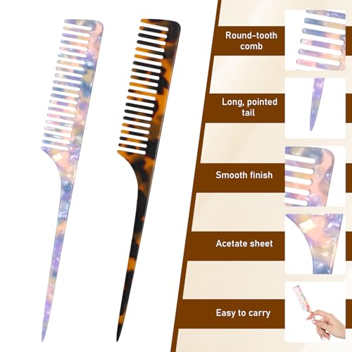 2 Peines Ratón Cola para Mujer Estilistas de Cabello miniatura 3