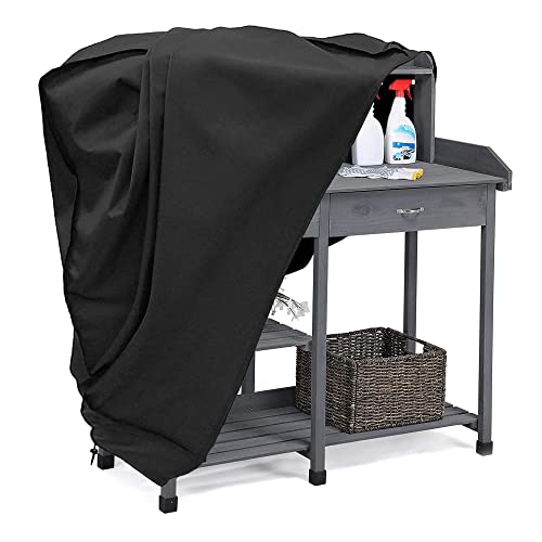 Garden Potting Bench Table Cover, Waterproof Protective Wooden Workstation Table Cover 420D Oxford Outdoor Potting Bench Table Cover 45" L X 20" W X 50" H Black(Only Cover) #TOP19