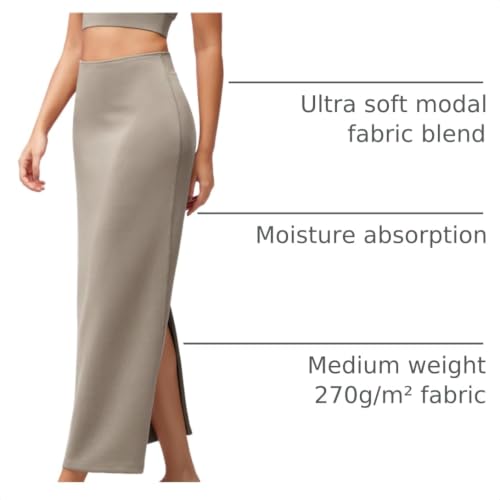 Image of ODODOS Modal Soft Maxi Skirt for Women, Back Slit High Waist Casual Long Pencil Skirts