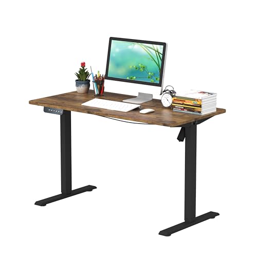 Panana Electric Standing Desk Height Adjustable Office Desk Sit Stand Desk Adjustable Desk Stand Up Desk for Home Office (Rustic Brown, 120 x 60 cm)