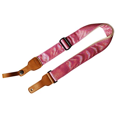 Music First Original Design Metallic Sparkle Delux Shining Guitar Strap, Ukulele Strap, Mandolin Strap, Stage Strap. (Pink) #TOP2