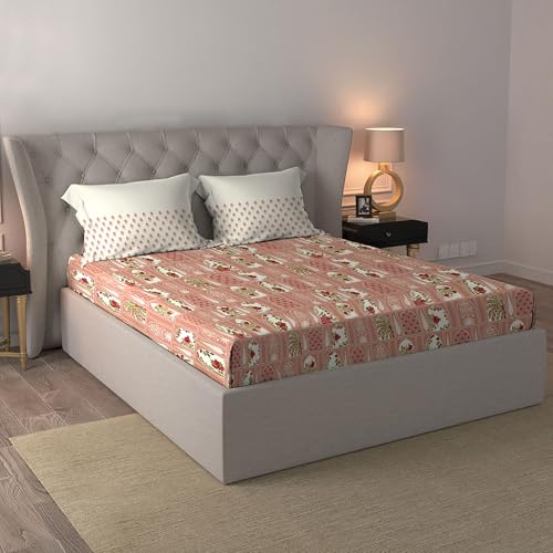 Image of MYTRIDENT Celebration Bedsheet Gifting Collection Double Size - Aangan Coral