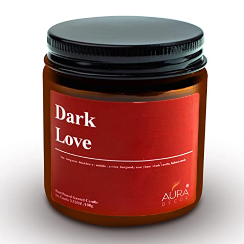 Image of AuraDecor Scented Jar Candle | Handpoured Soy Wax Candle with Long Lasting Burn Time | Premium Amber Jar Aromatherapy Candle | Ideal Gift for Home & Decor (Large, Dark Love)