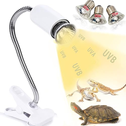 爬虫類 ライト 紫外線ライト 爬虫類 亀ライト 25W+50W+75W アナログ太陽 紫外線ランプ 赤外線ライト 亜熱帯UVA + UVB ライト 両生類用ライト 爬虫類 ヒーター 照明 ライト クリップスタンド 式 バスキングライト ランプホルダー 亀日