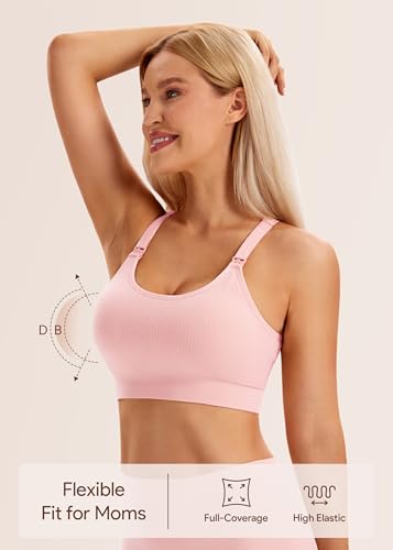 Image of Angelhood Nursing Bras for Breastfeeding, Criss-Cross Back Nursing Sports Bra, Low Impac Support Yoga Maternity Bras