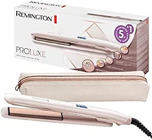 Remington Lisseur Cheveux PROluxe (Lissage en 1 seul passage, Céramique, Léger, Glisse facile, Ecran LCD, 9 réglages de température de 150 à 230°C, pochette) Fer à lisser S9100