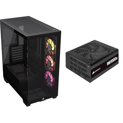 Image of CORSAIR iCUE Link 3500X RGB Mid-Tower ATX PC Case + CORSAIR RM1000x Fully Modular ATX Power Supply - Black