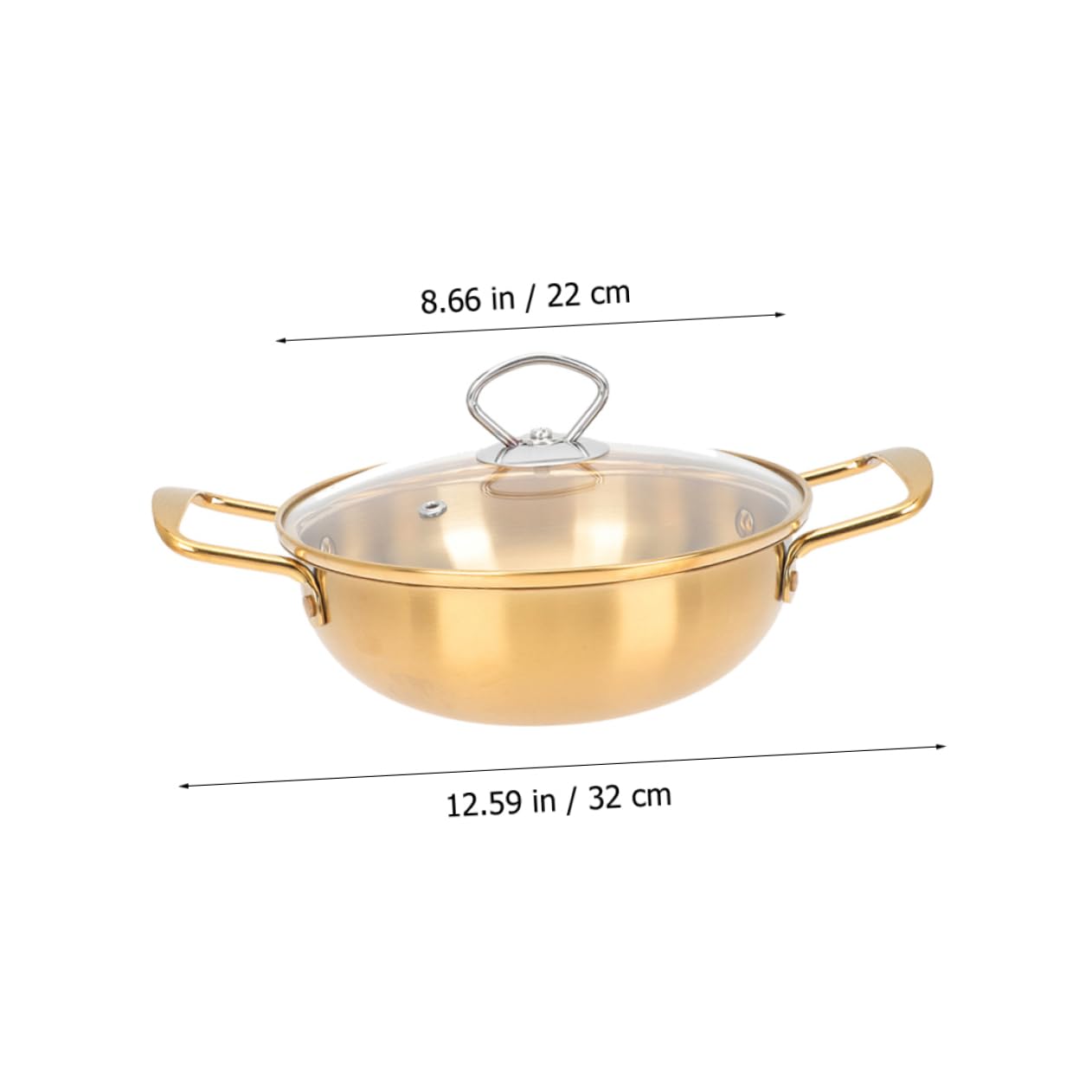 COLLBATH Cooking Pot for Hot Pot Korean Style Soup Pot Gold Lid and Noodle Bowl Lid Holder