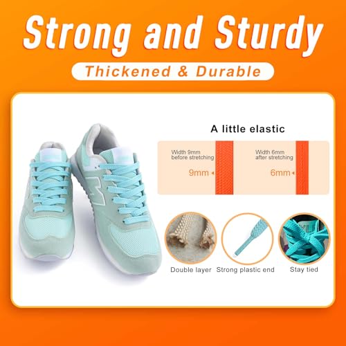 Image of VSUDO Shoe Laces for Sneakers, Shoelaces for Sneakers, Athletic Shoelaces | 8mm Flat Men Women Replacement Shoe Strings, Durable Polyester, Stay Tied, Running Walking Gym Sports Shoestrings