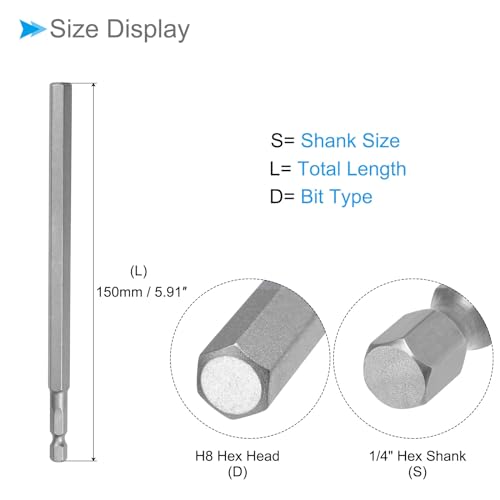 Embout H8 pour perceuse électrique long de 150 mm pour serrage puissant