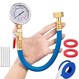 Breezliy Water Test Pressure Gauge Kit,2.5" Dial+12" EPDM Rubber+1/4" Lead-Free Valve+1/4 to 3/4 Adapter,0-200PSI/0-1.4MPA（Stainless Steel/Color）,Blue Kit