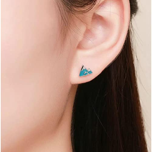 Boucles d'oreilles clous en émail bleu iceberg, bijoux d'exception - 2