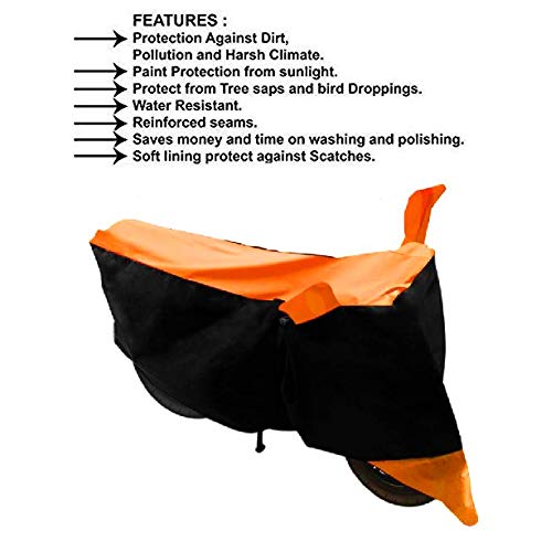 COXTOR Water-Resistant Bike/Scooty Cover for Bullet 350 Polyester Fabric_Orange 2