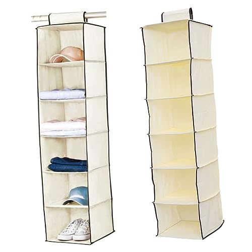 PRETYZOOM 1pc Hanging Storage Organizer Bag Beige Closet Storage Pockets for Shoes Towels and More Wall Mounted Design for Wardrobe Bathroom and Bedroom Use