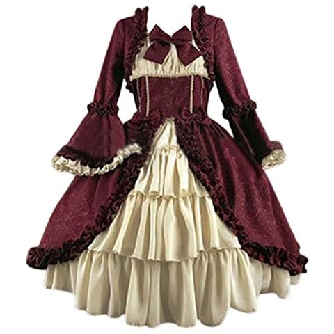 Women Victorian Rococo Dress Vintage Medieval Swing Evening Formal Outfit French Long Gothic Cocktail Lolita Dresses Bowknot Square Collar Long Dress Retro Cosplay Ball Gown Cover