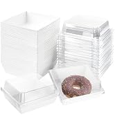CYEAH 60 Pcs Paper Charcuterie Boxes with Clear Lids, 4.5 in White Cookie Boxes Dessert Boxes, Di...
