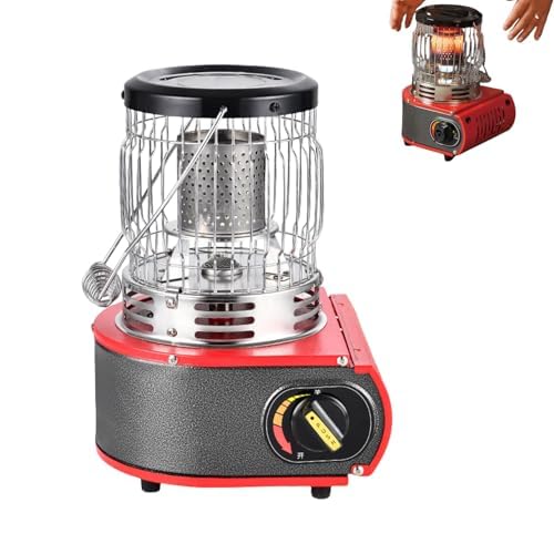 カセットガスストーブ 2.5kW 1 台 3 役 ガスヒーター 電源不要 速暖 小型軽量 持ち運び簡単 アウトドア/防災/釣り/キャンプ/旅行に最適 大風量 省エネ ヒーター (レッド)