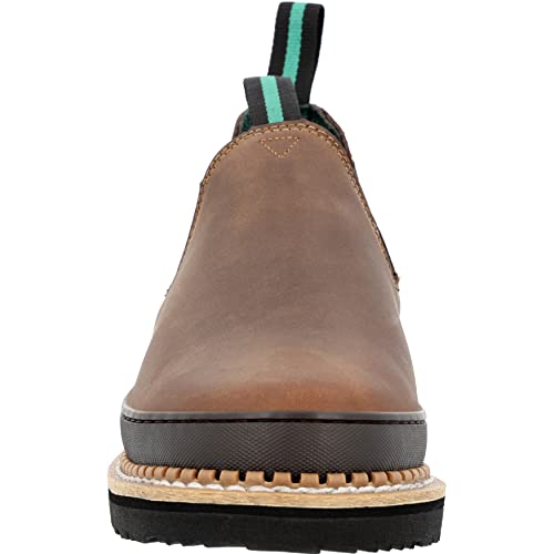 Georgia Giant Romeo Slip-On Boots - GR262, Full-Grain Leather Non-Slip Lightweight Work Shoes With Oil-Resistant Bumper Guard, Dark Brown, Crazy Horse Leather4