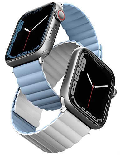 UNIQ Apple Watch バンド 45mm 44mm 42mm 41mm 40mm 38mm Series 8/7/6/SE/5/4/3/2/1対応 マグネットシリコンバンド リバーシブル アップルウォッチ ベルト REVIX
