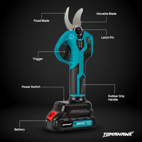 Image of TOMAHAWK PRU-5222 Cordless Pruning Shears for Garden - Electric Pruning Shears & Branch Cutter, 30mm Cutting Capacity, 20V 2.0Ah x2 Batteries with Charger