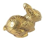 Brass Lucky Rabbit Amulet - Mini Thai Magic Amulets for Feng Shui Business Prosperity Wealth Powerful Luck Money Pocket Charm - Miniature Rabbit Figurine from Thailand - 1 Inch